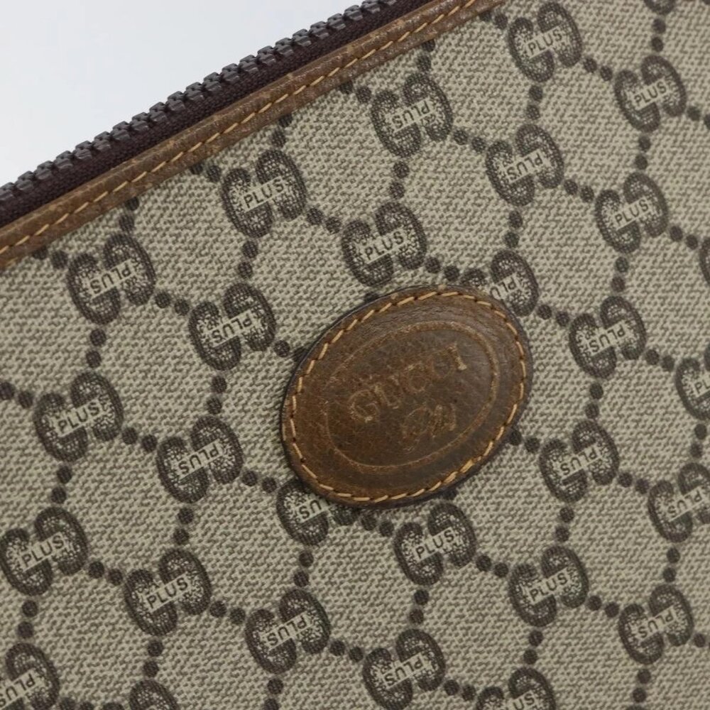 GUCCI GG Plus Supreme Clutch Bag PVC Beige Auth 156830 - Picture 10 of 16